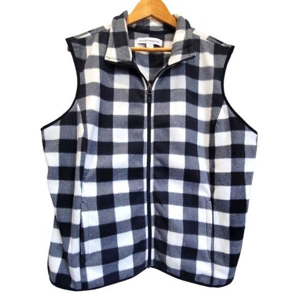 BUNDLE/LOT XXL Comfy Buffalo Check Fleece Zip-Up Vest w/Zip-Up Pockets EUC - Picture 2 of 13